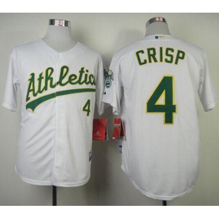 Athletics #4 Coco Crisp White Cool Base Stitched MLB Jersey