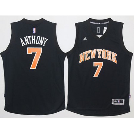 Knicks #7 Carmelo Anthony Black Fashion Stitched NBA Jersey