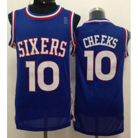 76ers #10 Maurice Cheeks Blue Throwback Stitched NBA Jersey