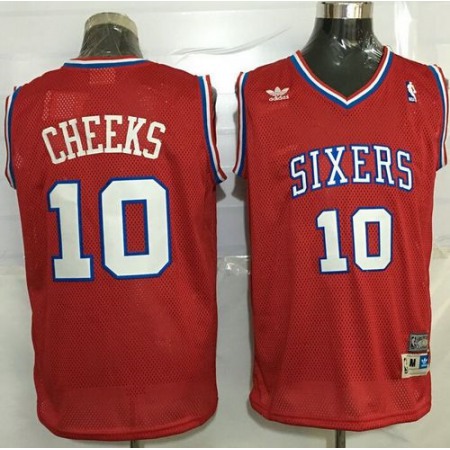 76ers #10 Maurice Cheeks Red Throwback Stitched NBA Jersey