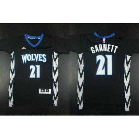 Timberwolves #21 Kevin Garnett Black Alternate Stitched NBA Jersey