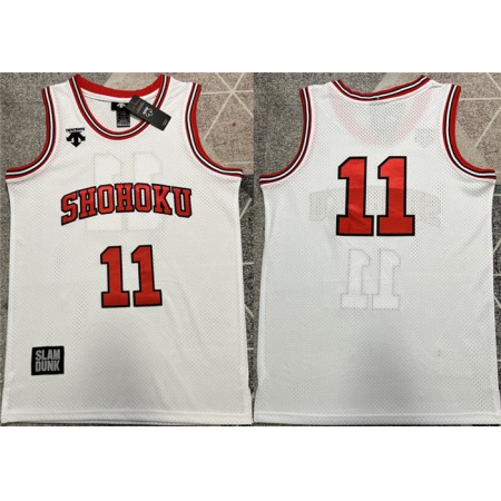 Men's Shohoku #11 Kaede Rukawa White Stitched Basketball Jersey