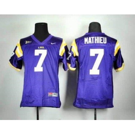 Tigers #7 Tyrann Mathieu Purple Stitched Youth NCAA Jersey