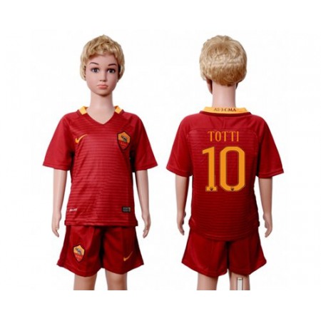 Roma #10 Totti Home Kid Soccer Club Jersey