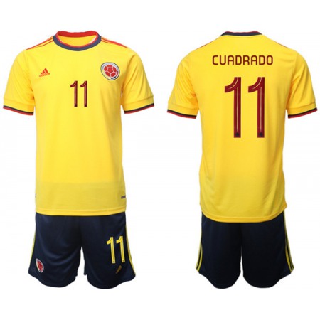 Men's Colombia #11 Cuadrado Yellow Home Soccer Jersey Suit