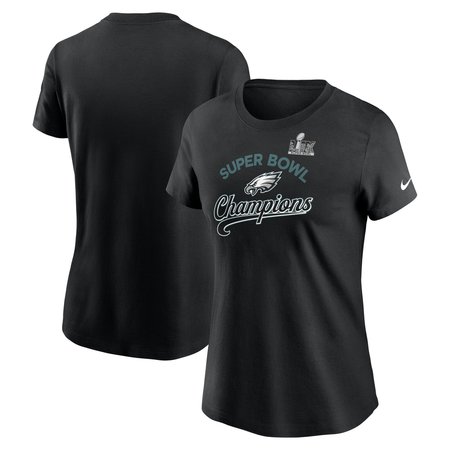 Women's Philadelphia Eagles Nike Black Super Bowl LIX Champions Tailsweep T-Shirt