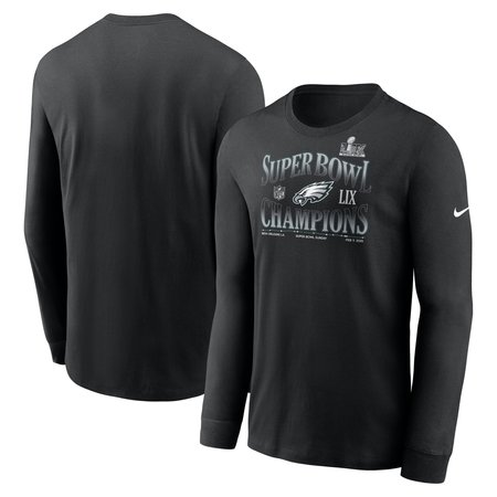 Men's Philadelphia Eagles Nike Black Super Bowl LIX Champions 90's Retro Long Sleeve T-Shirt