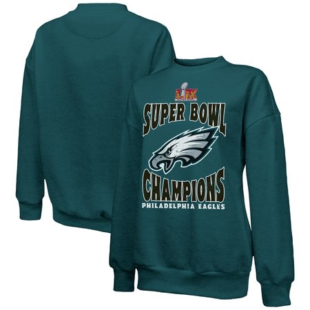 Women's Philadelphia Eagles Threads Midnight Green Super Bowl LIX Champions Choke Up Tri-Blend Pullover Sweatshirt