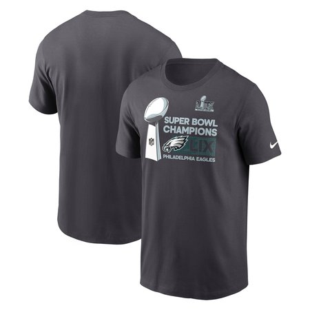 Men's Philadelphia Eagles Nike Anthracite Super Bowl LIX Champions Tall Locker Room Trophy Collection T-Shirt