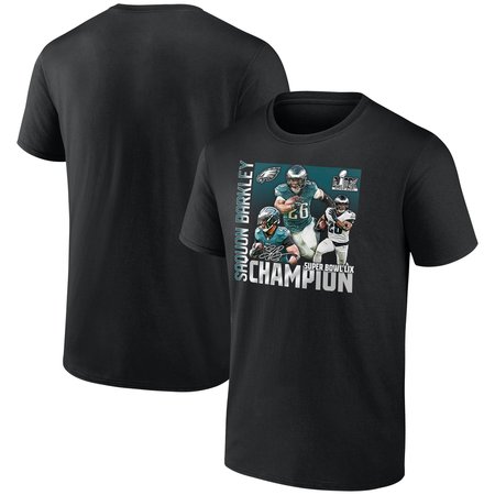 Men's Philadelphia Eagles Saquon Barkley Black Super Bowl LIX Champions T-Shirt