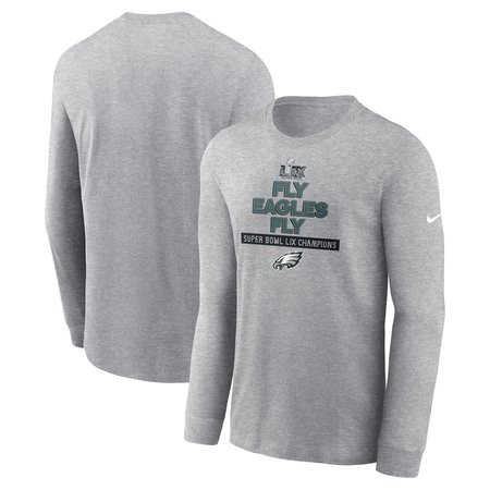 Men's Philadelphia Eagles Nike Heather Gray Super Bowl LIX Champions Local Long Sleeve T-Shirt