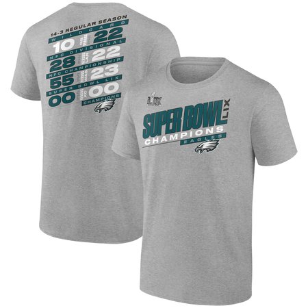 Men's Philadelphia Eagles Heather Gray Super Bowl LIX Champions Counting Points Score T-Shirt