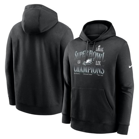 Men's Philadelphia Eagles Nike Black Super Bowl LIX Champions 90's Retro Pullover Hoodie