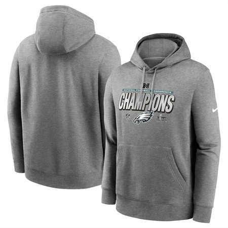 Men's Philadelphia Eagles Heather Gray 2024 NFC Champions Locker Room Trophy Pullover Hoodie