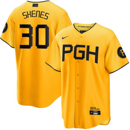 Men's Pittsburgh Pirates #30 Paul Skenes Gold City Connect Stitched Jersey