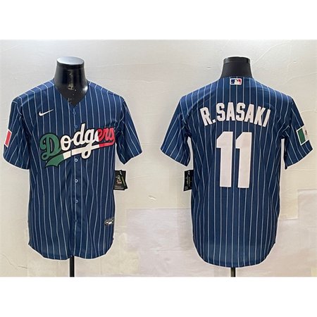 Men's Los Angeles Dodgers #11 Roki Sasaki Navy Mexico Cool Base Stitched Baseball Jersey