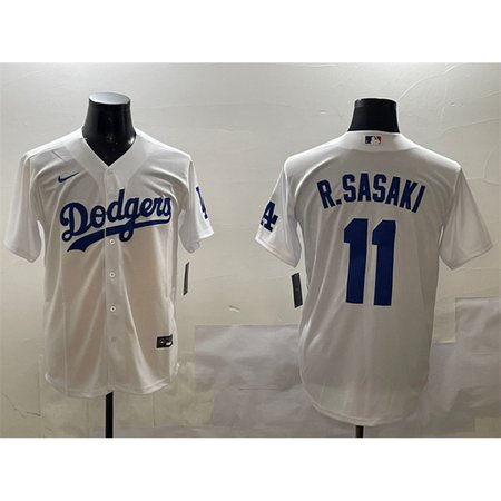 Men's Los Angeles Dodgers #11 Roki Sasaki White Cool Base Stitched Baseball Jersey