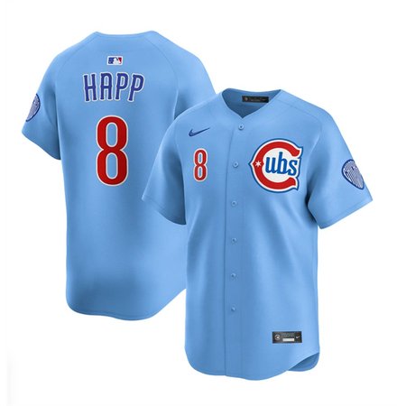 Men's Chicago Cubs #8 Ian Happ Blue 2024/25 2nd Alternate Limited Stitched Baseball Jersey