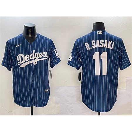 Men's Los Angeles Dodgers #11 Roki Sasaki Navy Cool Base Stitched Baseball Jersey