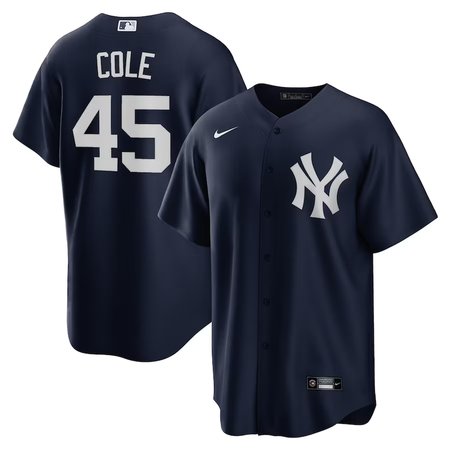 Men's New York Yankees #45 Gerrit Cole Navy Alternate Replica Player Name Jersey