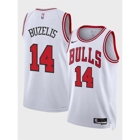 Men's Chicago Bulls #14 Matas Buzelis White 2024 Draft Association Edition Stitched Basketball Jersey