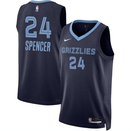 Men's Memphis Grizzlies #24 Cam Spencer Navy 2024 Draft Icon Edition Stitched Jersey