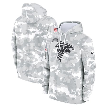 Youth Atlanta Falcons Nike White/Gray 2024 Salute To Service Pullover Hoodie