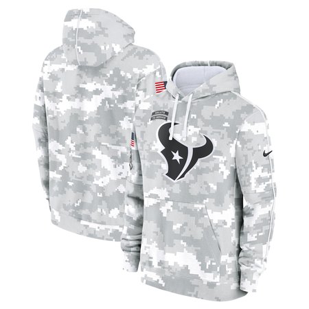 Youth Houston Texans Nike White/Gray 2024 Salute To Service Pullover Hoodie