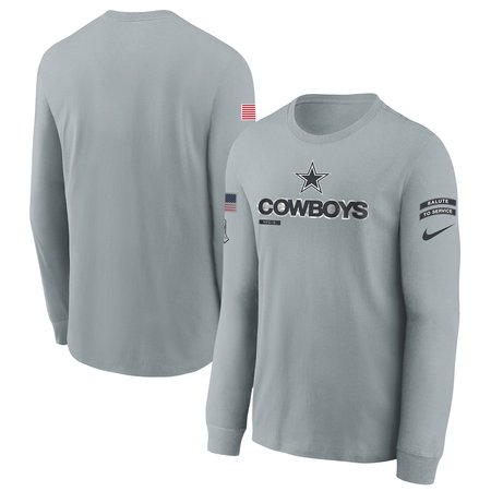 Youth Dallas Cowboys Nike Gray 2024 Salute To Service Long Sleeve T-Shirt