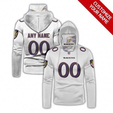 Men's Baltimore Ravens 2020 White Customize Hoodie Mask