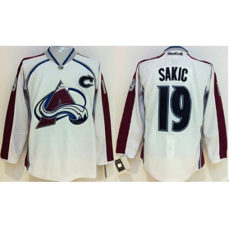 Avalanche #19 Joe Sakic White Stitched Youth NHL Jersey