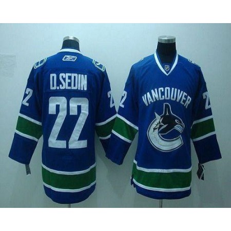 Canucks #22 D.sedin Blue Stitched Youth NHL Jersey